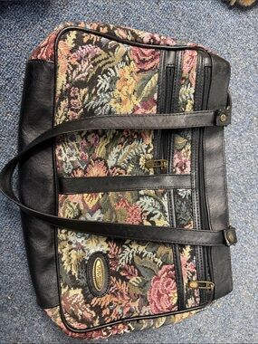 Waverly Floral Tapestry Tote with Black Trim
